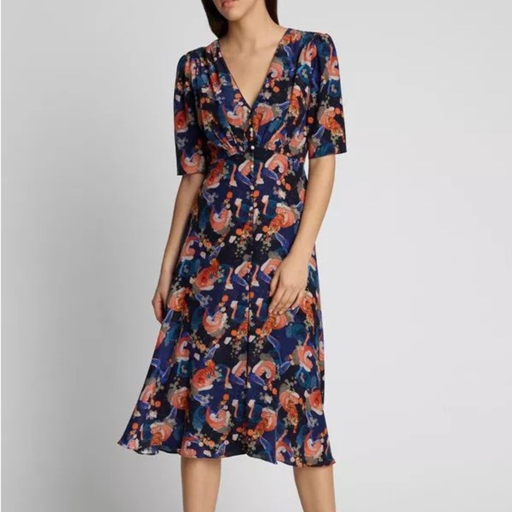 Saloni Eve B Tiger Print Midi Dress - Picture 3 of 8
